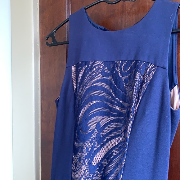 BCBG maxazria blue mid length pencil dress - Picture 4 of 5